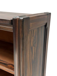 Art Deco Open Bookcase, Macassar Ebony with Oak Shelves, 1920s Design